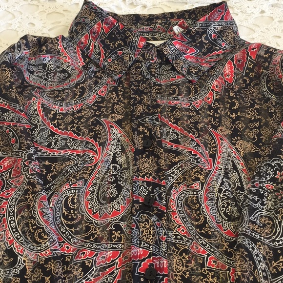 Covington Long Sleeve Sheer Button Down Blouse. - Picture 4 of 5